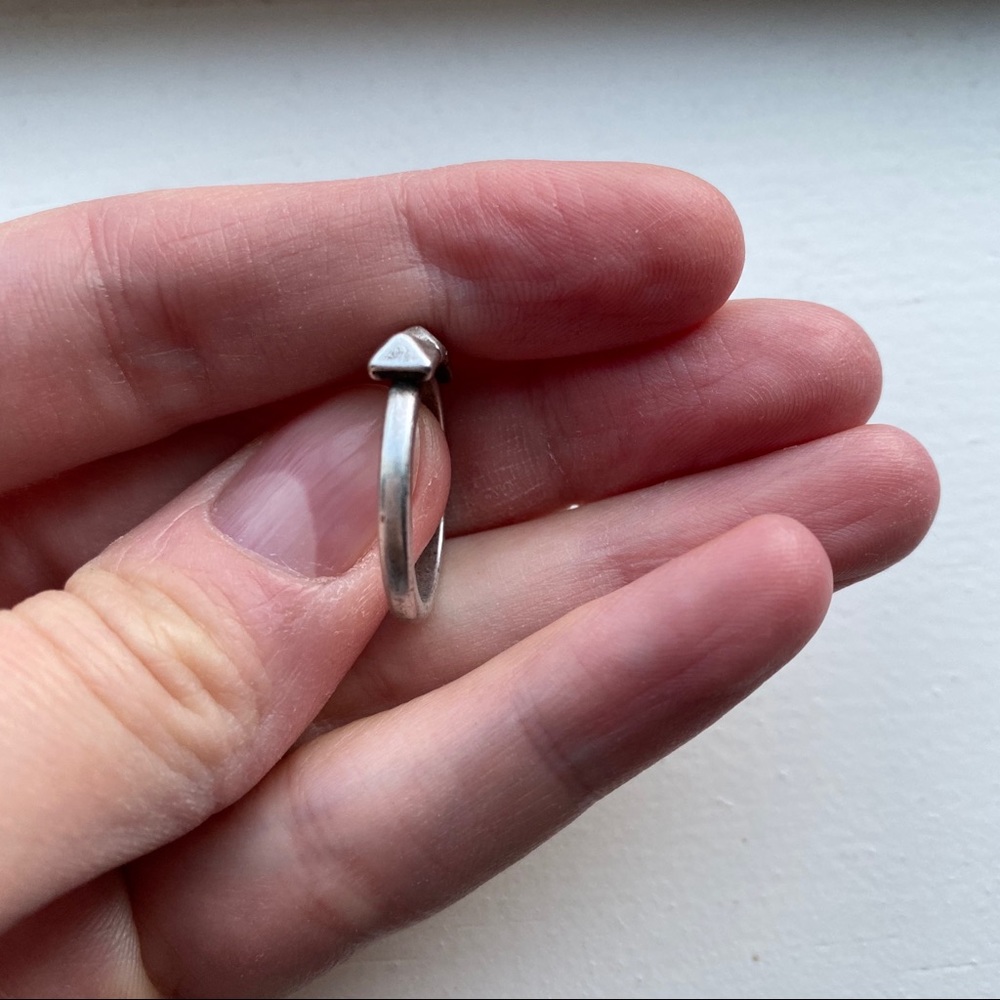 Tarnished Silver Thin Triangle Stud Ring - image 6